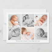 Eenvoudig Elegant Baby Boy Foto Collage Birth Aankondiging (Achterkant)