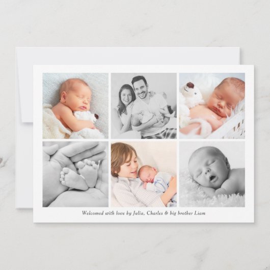 Eenvoudig Elegant Baby Boy Foto Collage Birth Aankondiging (Achterkant)