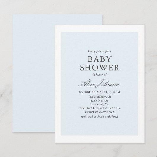 Eenvoudig elegant Baby shower Uitnodiging Briefkaart (Voorkant / Achterkant)