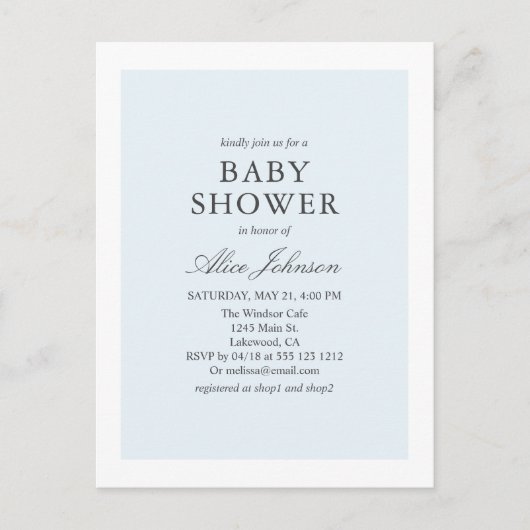 Eenvoudig elegant Baby shower Uitnodiging Briefkaart (Voorkant)
