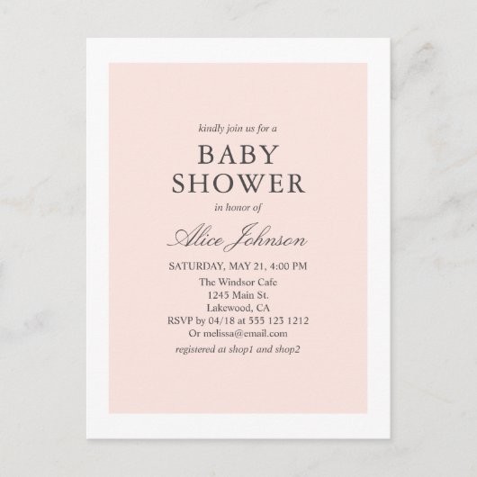 Eenvoudig elegant Baby shower Uitnodiging Briefkaart (Voorkant)