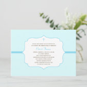 Eenvoudig Elegant Baptism/Christening Invite - Bla Kaart (Staand voorkant)