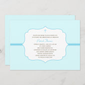 Eenvoudig Elegant Baptism/Christening Invite - Bla Kaart (Voorkant / Achterkant)