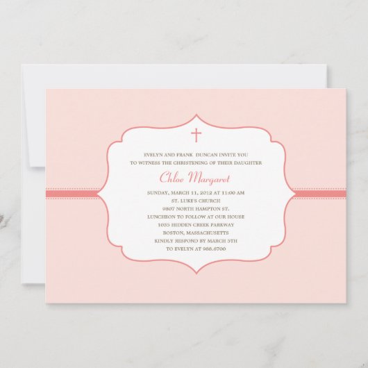 Eenvoudig elegant baptism/Christening Invite - Roz Kaart (Voorkant)