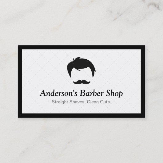Eenvoudig elegant Barber Shop Logo Modern Black Wh Visitekaartje (Voorkant)