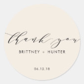 Eenvoudig elegant bedankt dat je wit afbreekt ronde sticker (Voorkant)