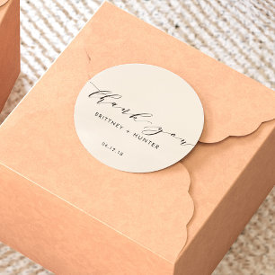 Eenvoudig elegant bedankt dat je wit afbreekt ronde sticker