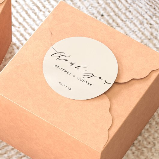 Eenvoudig elegant bedankt dat je wit afbreekt ronde sticker