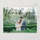 Eenvoudig Elegant Bedankt Script Chic Trouwfoto Briefkaart (Voorkant)