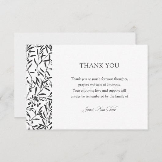 Eenvoudig Elegant Begrafenissympathie Verdieping Bedankkaart (Voorkant / Achterkant)