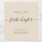 Eenvoudig Elegant Beige en Zwart Bruiloft Wijn Lab Wijn Etiket (Enkel label)