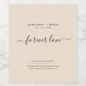 Eenvoudig Elegant Beige en Zwart Bruiloft Wijn Lab Wijn Etiket (Enkel label)