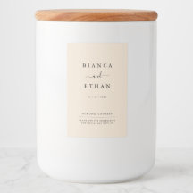 Eenvoudig Elegant Beige en Zwart Wedding Food Labe