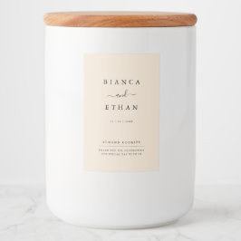 Eenvoudig Elegant Beige en Zwart Wedding Food Labe Voedselcontainer Etiket
