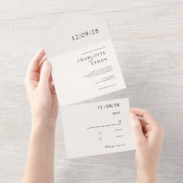 Eenvoudig, elegant beige in één uitnodiging