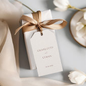 Eenvoudig, elegant, beige, trouwdag cadeaulabel