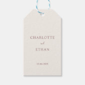 Eenvoudig, elegant, beige, trouwfeest cadeaulabel (Voorkant)