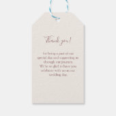 Eenvoudig, elegant, beige, trouwfeest cadeaulabel (Achterkant)