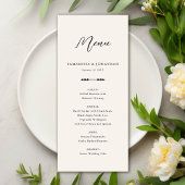 Eenvoudig Elegant Beige Wedding Receptie Menu