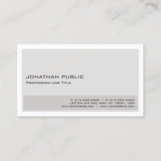 Eenvoudig elegant beige White Professional modern Visitekaartje (Voorkant)