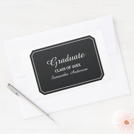 Eenvoudig Elegant Black Afstuderen Stickers (Envelop)