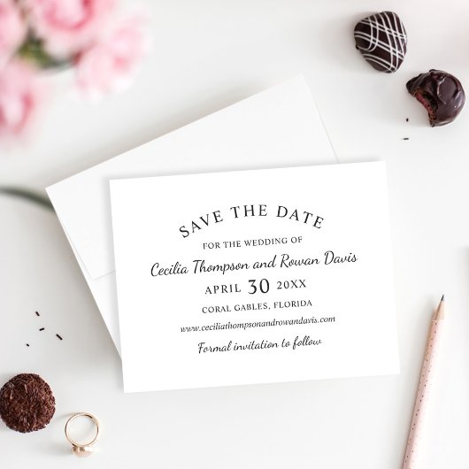 Eenvoudig Elegant Black and White Wedding Save The Date