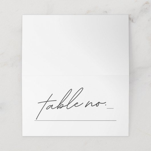 Eenvoudig Elegant Black and White Wedding Table Pl Plaatskaartje (Buitenkant ongevouwen)
