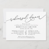 Eenvoudig Elegant Black en White Rehearsal Dinner Kaart (Voorkant)
