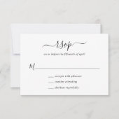 Eenvoudig Elegant Black en White Script Wedding RSVP Kaartje (Voorkant)