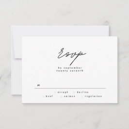 Eenvoudig Elegant Black en White Text Wedding RSVP