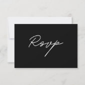 Eenvoudig Elegant Black en White Text Wedding RSVP (Achterkant)