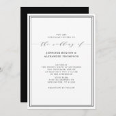 Eenvoudig Elegant Black en White Wedding Kaart (Voorkant / Achterkant)