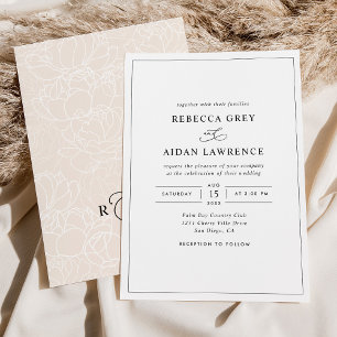 Eenvoudig Elegant Black en White Wedding Kaart