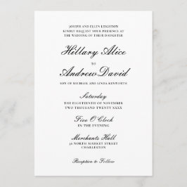 Eenvoudig Elegant Black en White Wedding Kaart