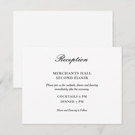 Eenvoudig Elegant Black en White Wedding Kaart (Voorkant / Achterkant)