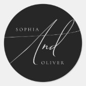Eenvoudig Elegant Black en White Wedding Ronde Sticker (Voorkant)