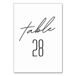 Eenvoudig Elegant Black en White Wedding Table Num Kaart