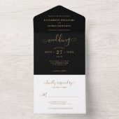 Eenvoudig elegant Black Gold Weddenschap All In One Uitnodiging (Binnen)