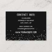 Eenvoudig elegant Black Silver Script Glitter Visitekaartje (Achterkant)