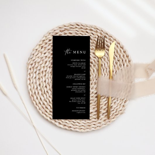 Eenvoudig Elegant Black Weddenrennen Menu
