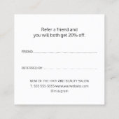 Eenvoudig Elegant Black White Beauty Salon Aanbevelingskaartje (Achterkant)