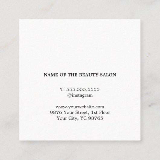 Eenvoudig Elegant Black White Beauty Salon Afsprakenkaartje (Achterkant)