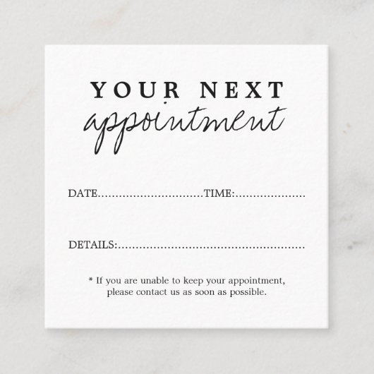 Eenvoudig Elegant Black White Beauty Salon Afsprakenkaartje (Voorkant)