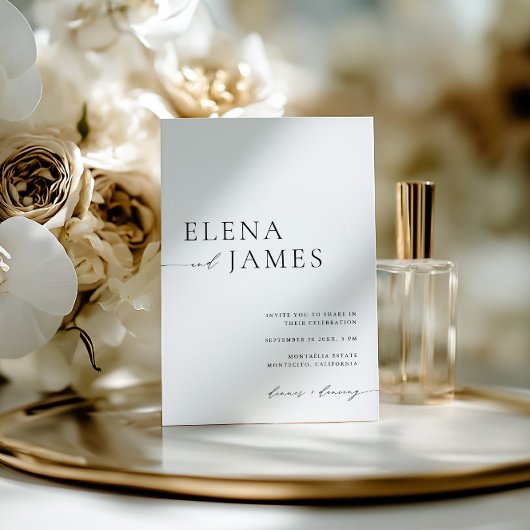 Eenvoudig Elegant Black & White Minimalist Weddens Kaart