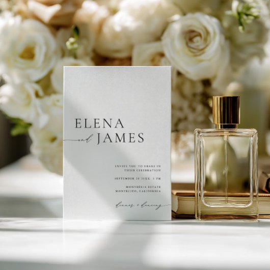 Eenvoudig Elegant Black & White Minimalist Weddens Kaart