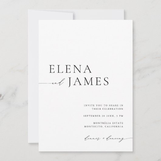 Eenvoudig Elegant Black & White Minimalist Weddens Kaart (Voorkant)