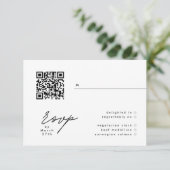 Eenvoudig Elegant Black & White QR Wedding RSVP (Staand voorkant)