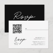 Eenvoudig Elegant Black & White QR Wedding RSVP (Voorkant / Achterkant)