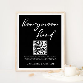 Eenvoudig Elegant Black White Wedding Honeymoon Fo Poster