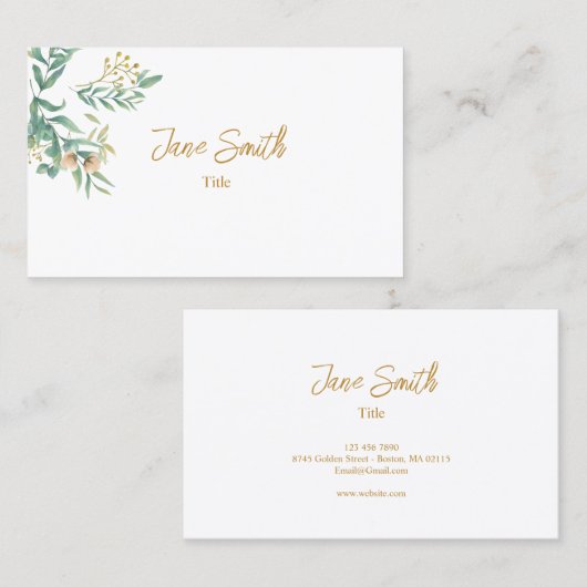 Eenvoudig Elegant Blad Botanisch Visitekaartje (Voorkant / Achterkant)